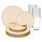 Smarty Had A Party Ivory with Gold Edge Rim Plastic Wedding Value Set, 720PK IVVPP120 - alternate 1